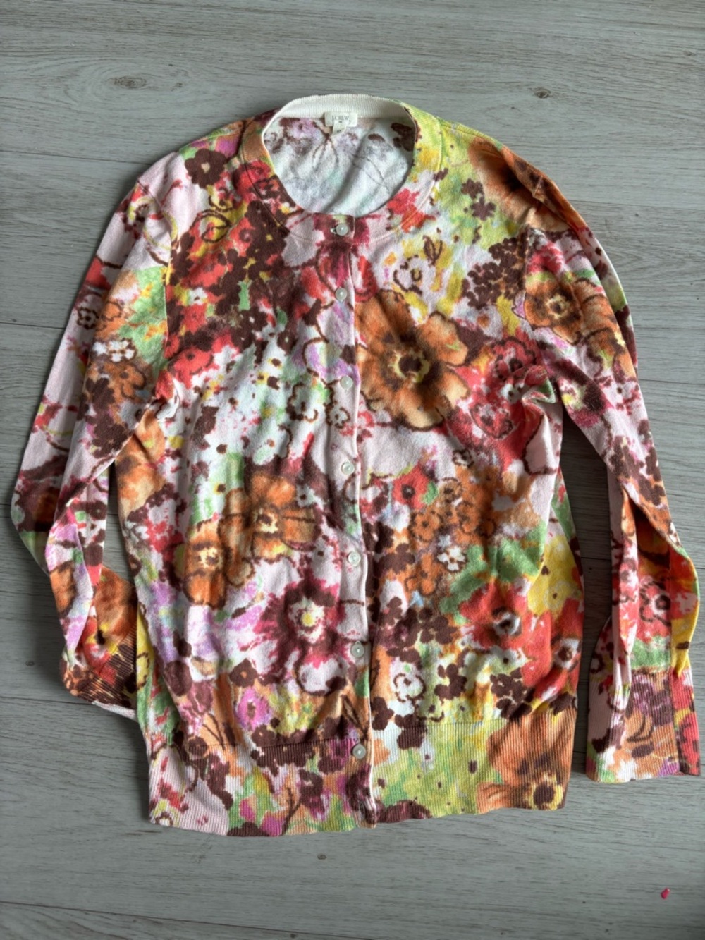 J. Crew women's floral‎ print cardigan sweater size medium